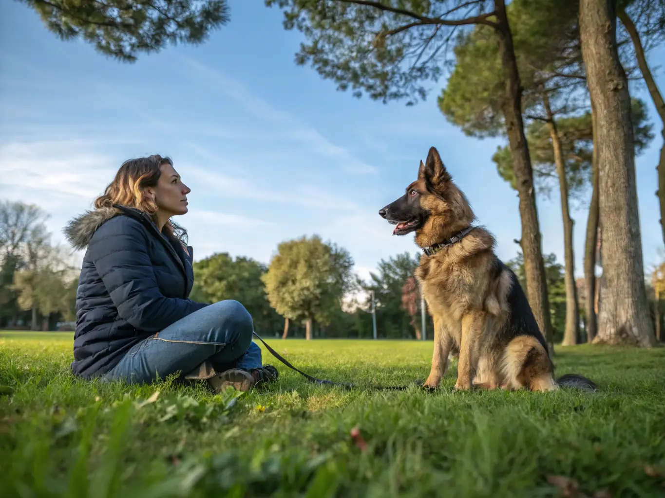 A Dutch Shepherd successfully completing a basic command during a training session, showcasing focus and responsiveness.